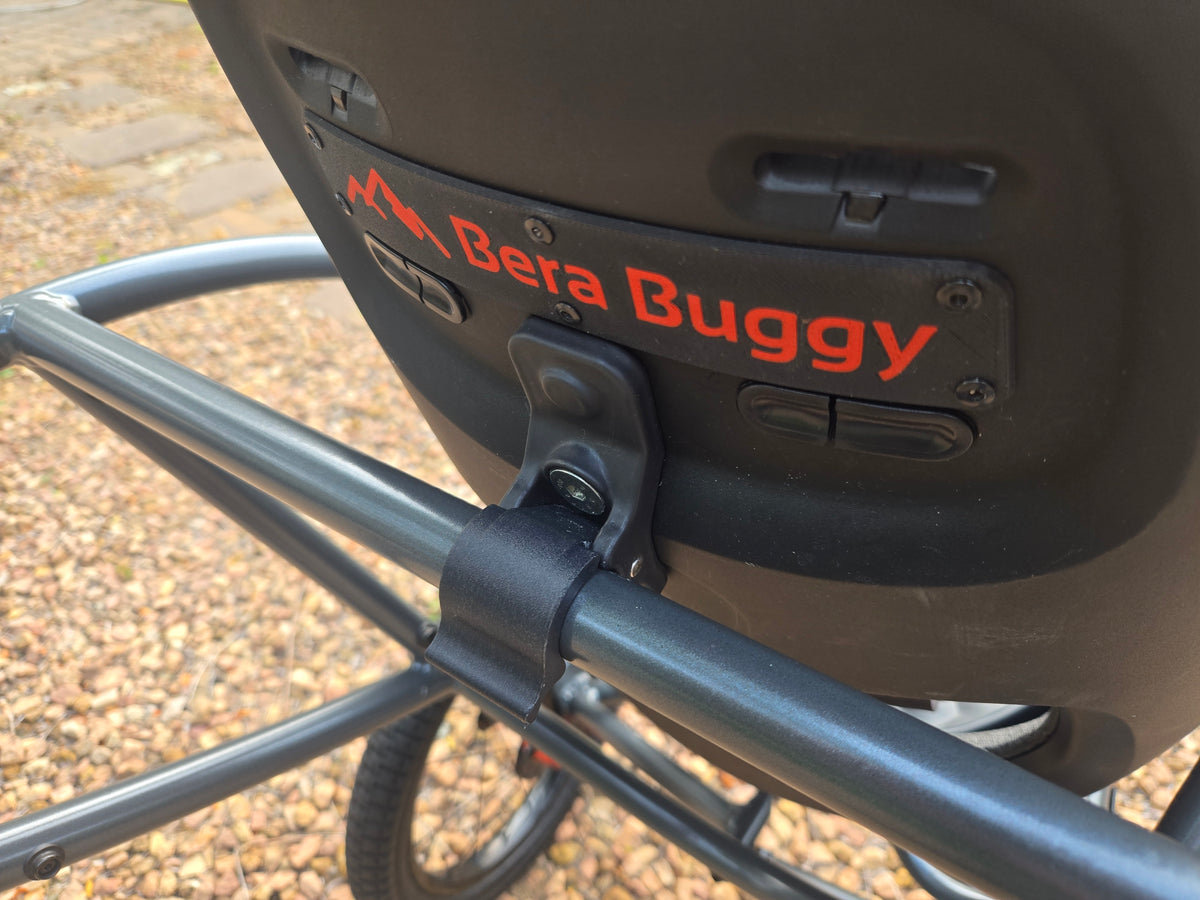 Bera Buggy branded logo plate on the frame